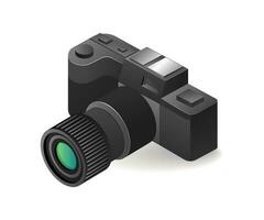 Camera with mirrorless lens isometric illustration concept vector