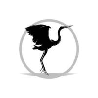 Heron Bird Logo, Vector Bird Flying Stork Heron, Animal Silhouette Design, Ilustrasi Templet