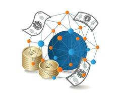 Many networks between the world to earn money vector