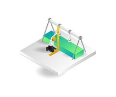 Isometric concept illustration of man measuring the height of a watering pipe vector