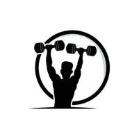 Gym Logo, Fitness Health Vector, Muscle Workout Silhouette Design, Fitness Club vector