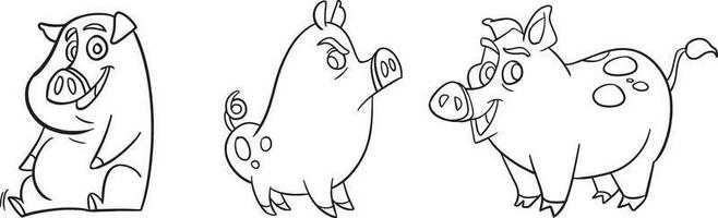 Cute Pigs easy coloring page. Leaf icon vector. Vector design template for kids coloring book