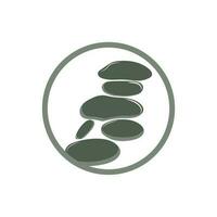 Stone Logo, Vector Zen Meditation Stone Balance Tranquility, Yoga Minimalist Simple Design, Silhouette Illustration