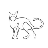 Cat single Line logo icon design illustration vector