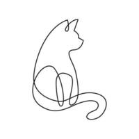 Cat single Line logo icon design illustration vector