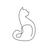 Cat single Line logo icon design illustration vector