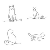 Cat single Line set logo icon design illustration vector