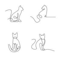 Cat single Line set logo icon design illustration vector