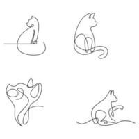 Cat single Line set logo icon design illustration vector