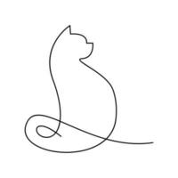 Cat single Line logo icon design illustration vector