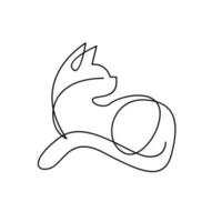 Cat single Line logo icon design illustration vector