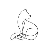 Cat single Line logo icon design illustration vector