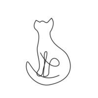 Cat single Line logo icon design illustration vector