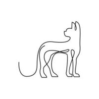 Cat single Line logo icon design illustration vector