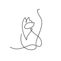 Cat single Line logo icon design illustration vector