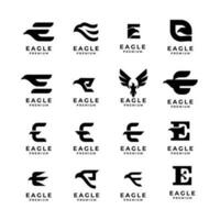 E eagle letter set collection logo icon design illustration vector