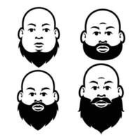 Fat Bald Beard Man mascot logo illustration vector