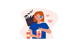 Computer screen with movie lover with popcorn illustration vector