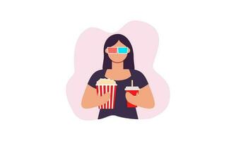 Computer screen with movie lover with popcorn illustration vector