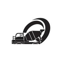 Concrete Mixer Truck Construction Logo Vector Template