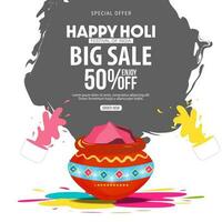 Big Sale Offer Promo Poster for Happy Holi Color Festival. Holi is the biggest color festival celebrated in India. vector