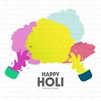 illustration of spraying multi-colored holly powder on the wall. Happy Holi vector