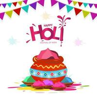 Happy Holi Indian Hindu Festive Colors Greetings On White Backgrounds vector