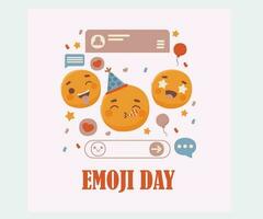 Emoji Day with Emoticons Illustration vector