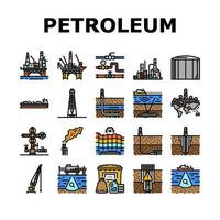 petroleum engineer oil industry icons set vector