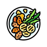 tempura vegetables japanese food color icon vector illustration