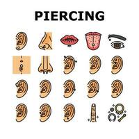 piercing fashion beauty earring icons set vector