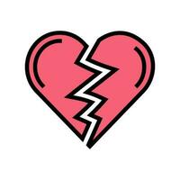 broken heart sad mood color icon vector illustration