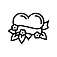 heart art tattoo vintage line icon vector illustration