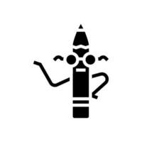 elementary pen character glyph icon vector illustration