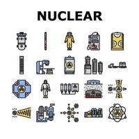 nuclear engineer energy power icons set vector