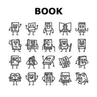 book character education library icons set vector