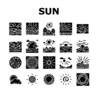 sun summer sunlight light icons set vector