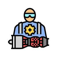 aircraft maintenance aeronautical engineer color icon vector illustration