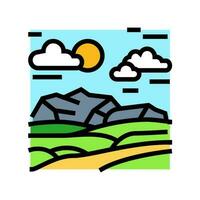 lanscape sunrise sun summer sunlight color icon vector illustration