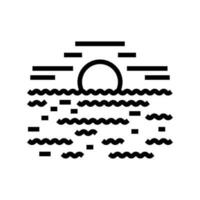 sea sunset sun summer sunlight line icon vector illustration