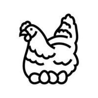 gallina huevo pollo granja comida línea icono vector ilustración