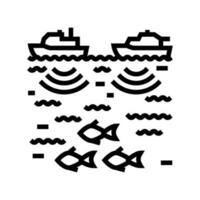 marine noise pollution line icon vector illustration