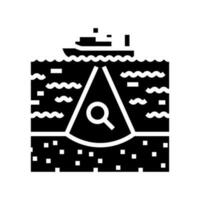 fondo del mar encuesta petróleo ingeniero glifo icono vector ilustración