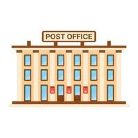 Post Office Building Isolated on White Background. vector