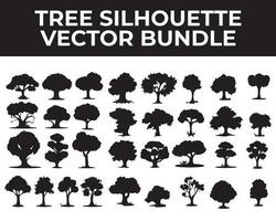 árbol silueta vector manojo, árbol vector diseño
