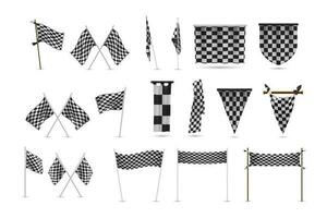 Realistic racing flags set collection vector