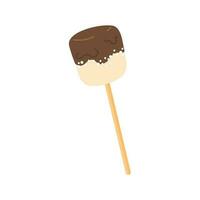 Marshmallow in chocolate glaze on a stick vector