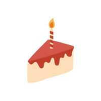 slice of birthday cake and candle vector