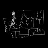 Washington state map with counties. Vector illustration.