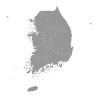 sur Corea gris mapa con provincias vector ilustración.